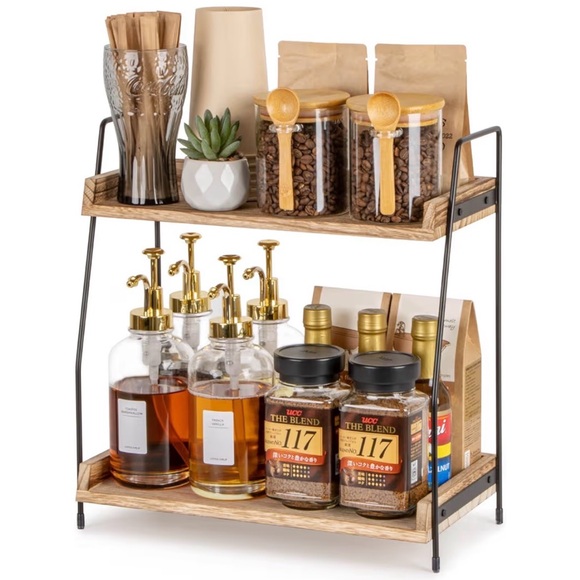 Anboxit Other - Two-Tier Wooden Coffee Station Organizer